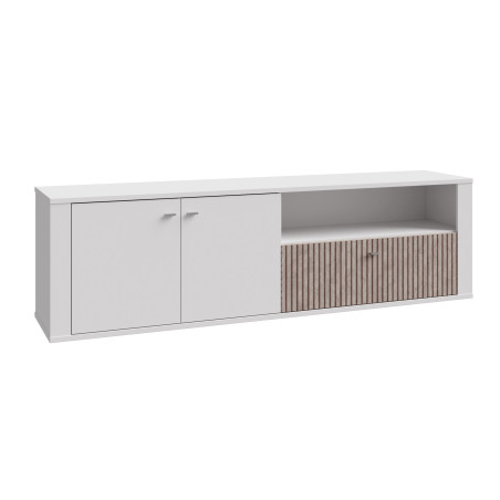 Comoda TV Jarina, Alb & Rovere Otello, 195,7 x 57,5 x 41,3 Cm-01