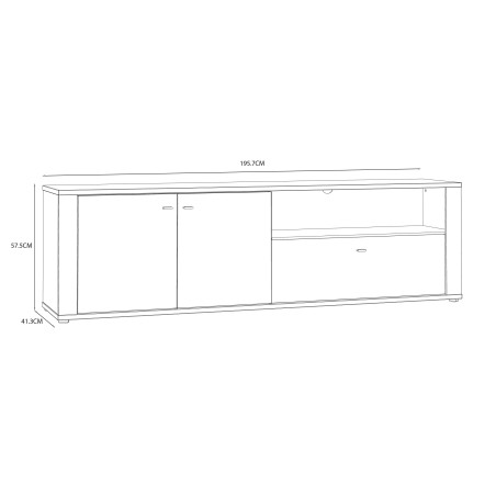 Comoda TV Jarina, Alb & Rovere Otello, 195,7 x 57,5 x 41,3 Cm-01