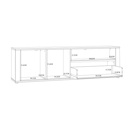 Comoda TV Jarina, Alb & Rovere Otello, 195,7 x 57,5 x 41,3 Cm-01