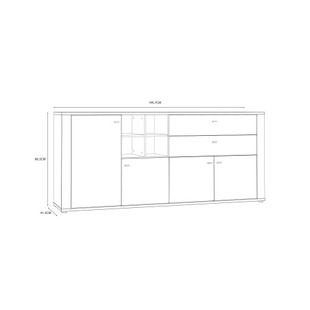 Comoda Jarina, Alb & Rovere Otello, 195,7 x 86,3 x 41,3 Cm-01