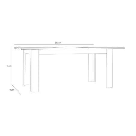 Masa Extensibila Jarina, Alb & Rovere Otello, 160/206,6 x 78,2 x 90,2 Cm-01