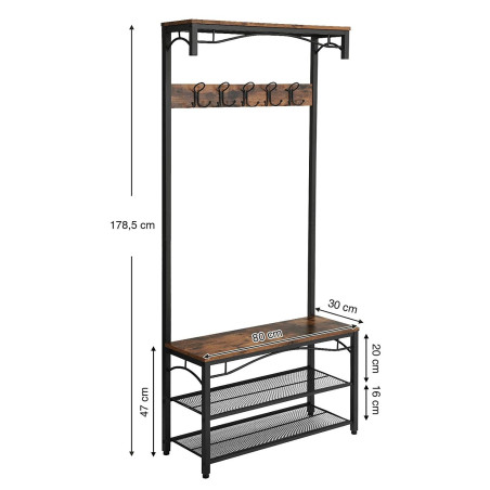 Cuier Haine Vintage, Maro Rustic, 178,5 x 32 x 80 Cm-01