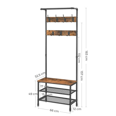 Cuier Haine Vintage, Negru, 183 x 32,5 x 66 Cm-01