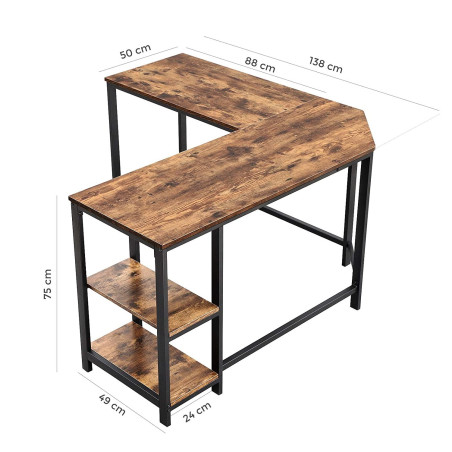 Masa calculator Vintage maro rustic cu polite-01