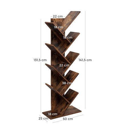 Biblioteca Vintage Tree, Maro, 141.5 x 50 x 25 Cm-01