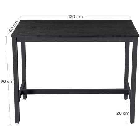 Masa Bar Vintage,Negru, 120 x 60 x 90 Cm-01