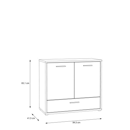 Comoda Chicory, Stejar Riviera & alb & alb super lucios, 945 x 831 x 415 mm.-01