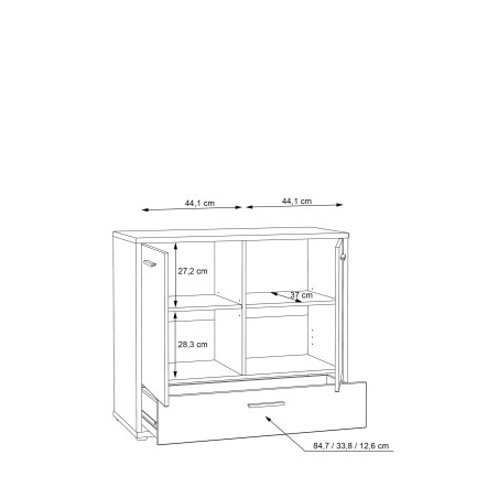 Comoda Chicory, Stejar Riviera & alb & alb super lucios, 945 x 831 x 415 mm.-01