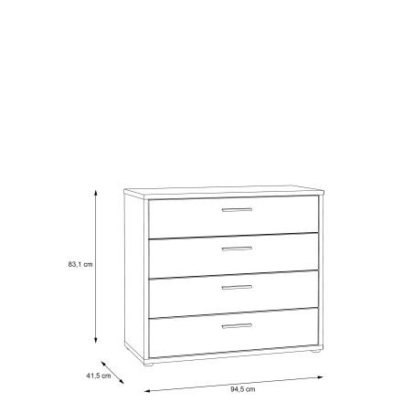 Comoda 4S Chicory, Stejar Riviera & alb & alb super lucios, 945 x 831 x 415 mm.-01