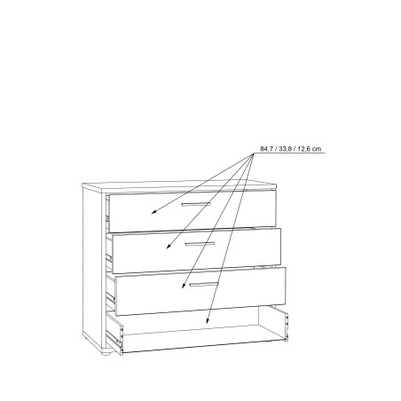 Comoda 4S Chicory, Stejar Riviera & alb & alb super lucios, 945 x 831 x 415 mm.-01