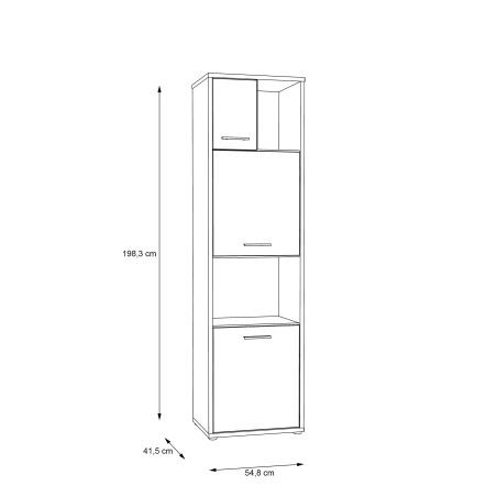 Etajera Chicory, Stejar Riviera & alb & alb super lucios, 548 x 1983 x 415 mm.-01