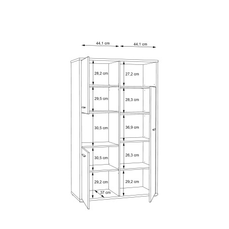 Etajera Chicory 3U, Stejar Riviera & alb & alb super lucios, 945 x 1599 x 415 mm-01