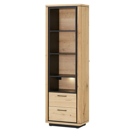 Biblioteca 2 Sertare Tulsa, Smoked Oak, Furnir Din Lemn Masiv, 62 x 36 x 193,7 Cm-01