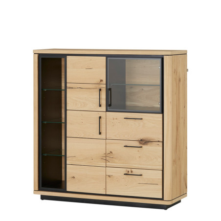 Highboard Tulsa, Smoked Oak, Furnir Din Lemn Masiv, 122,6 x 42 x 126,5 Cm-01