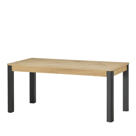 Masa Tulsa, Extensibila, Smoked Oak & Negru, Furnir Din Lemn Masiv, 180/280 x 90 x 76.5 Cm-01