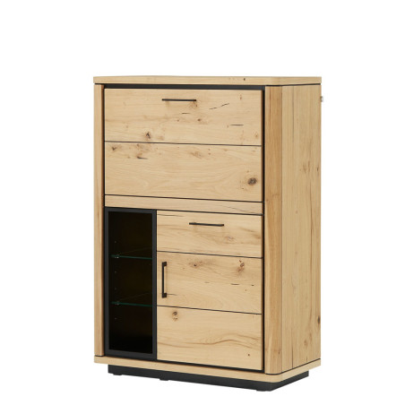 Secretar Tulsa, Smoked Oak, Furnir Din Lemn Masiv, 88 x 42 x 126,5 Cm-01