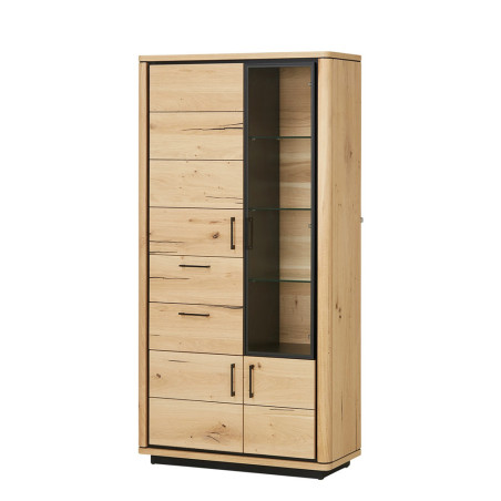 Vitrina Tulsa, Smoked Oak, Furnir Din Lemn Masiv, 98 x 42 x 193,7 Cm-01