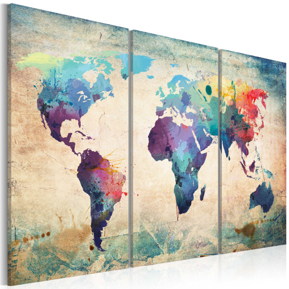 Tablou Rainbow Map (Triptych)