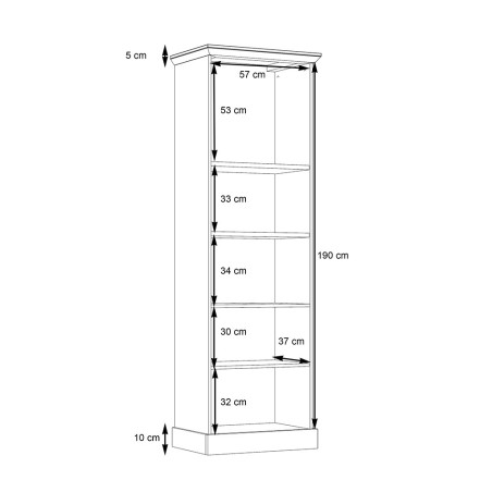 Vitrina Awenis, Alb, 44 x 205.5 x 66 Cm-01