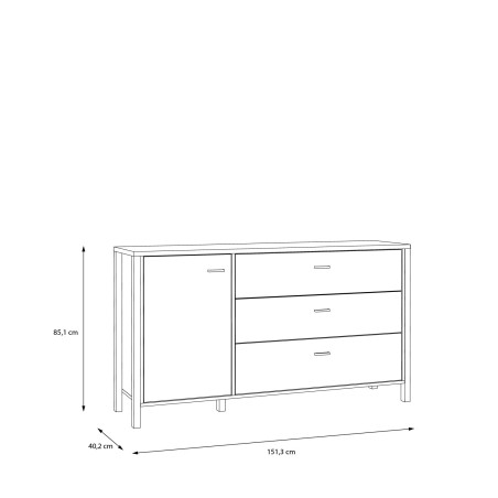 Comoda High Rock, Stejar Riviera & Negru, 85 x 40 x 151.5 Cm-01