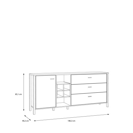 Comoda High Rock, Stejar Riviera & Negru, 85 x 40 x 186.5 Cm-01