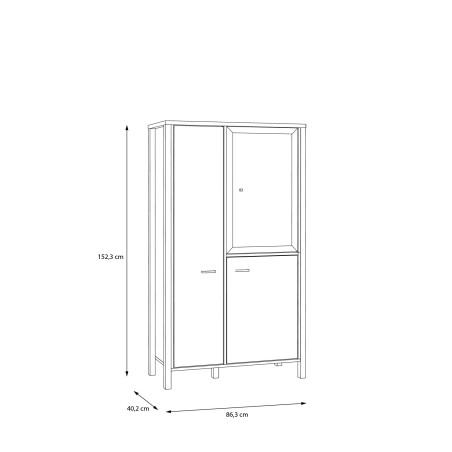 Vitrina High Rock, Natur & Negru, 152.5 x 40 x 86.5 Cm-01