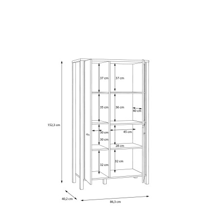 Vitrina High Rock, Natur & Negru, 152.5 x 40 x 86.5 Cm-01