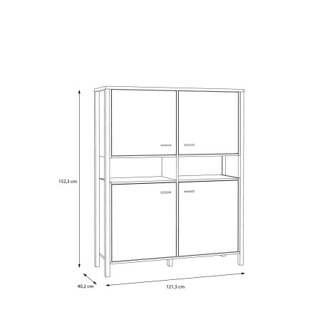 Comoda High Rock, Stejar Riviera & Negru, 152.5 x 40 x 121.5 Cm-01