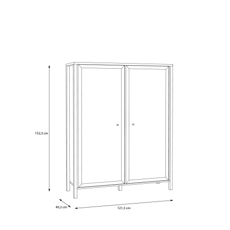 Vitrina High Rock, Negru & Natur, 152.5 x 40 x 121.5 Cm-01