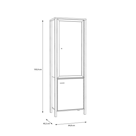 Vitrina High Rock, Negru & Natur, 194 x 40 x 65 Cm-01