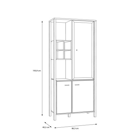 Vitrina High Rock, Stejar Riviera & Negru, 194 x 40 x 86.5 Cm-01