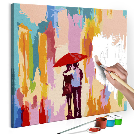 Pictatul Pentru Recreere Couple Under An Umbrella (Pink Background) 45 cm x 45 cm-01