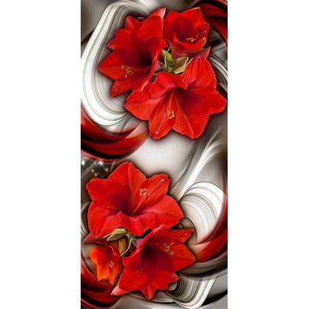 Fototapet Pentru Ușă Photo Wallpaper Abstraction And Red Flowers I-01