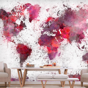 Fototapet World Map: Red...