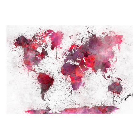 Fototapet World Map: Red Watercolors-01