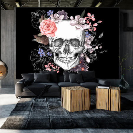 Fototapet Skull And Flowers-01