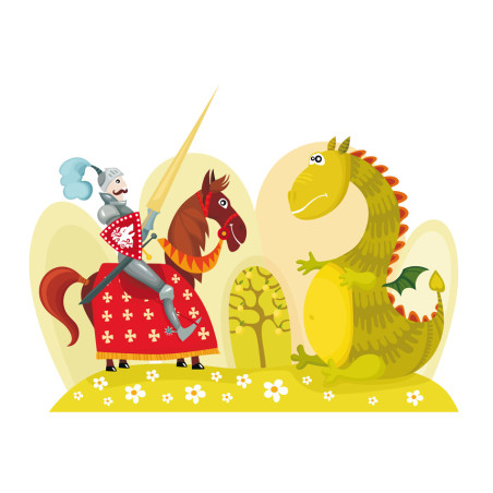 Fototapet Dragon And Knight-01