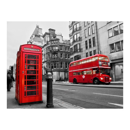 Fototapet Red Bus And Phone Box In London-01