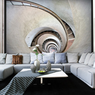 Fototapet White Spiral Stairs