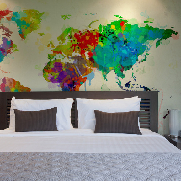 Fototapet Paint Splashes Map Of The...