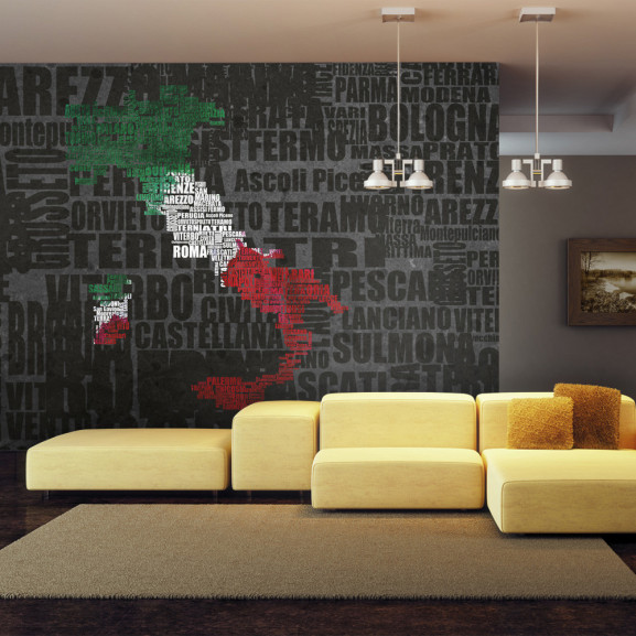 Fototapet Text Map Of Italy