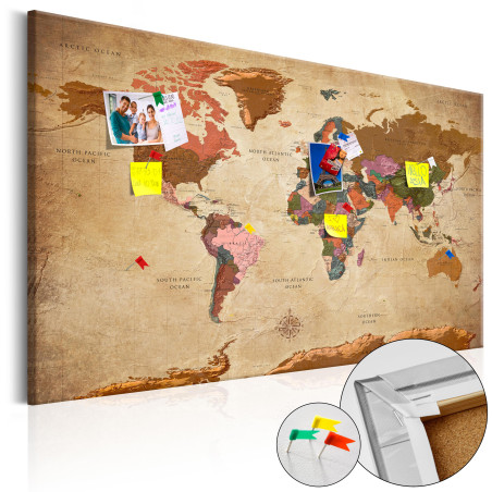 Tablou din plută World Map: Brown Elegance [Cork Map]-01